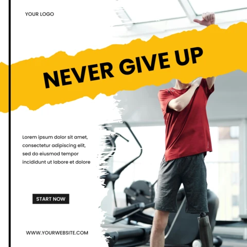 Never Give Up Gym Instagram Post Design Template