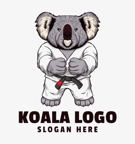 Judoka Koala Logo Design Template