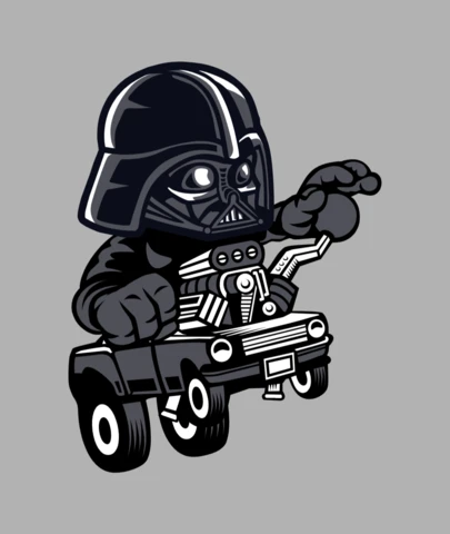 Modèle de conception de t-shirt de personnage de dessin animé de hot rod de Dark Vador