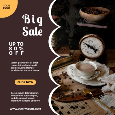 Big Sale Coffee Shop Social Media Post Design Template