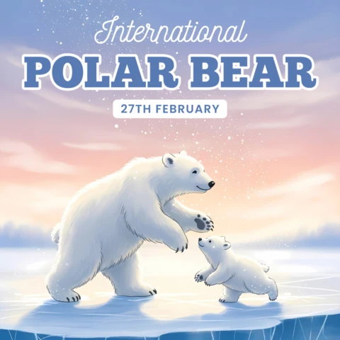 Polar Bear Illustration Template for International Polar Bear Day Greeting Card Design