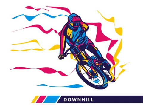 Downhill Mountain Bike Motion Poster Design Template