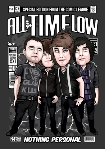 All time low plantilla de diseño de póster de personaje de dibujos animados