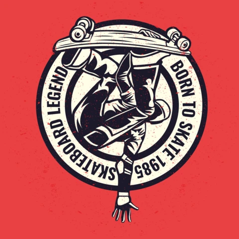 Skateboarder Legend Vintage T-shirt Design Template