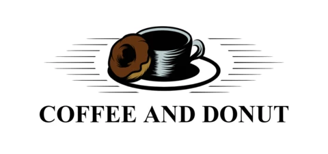 Plantilla de diseño de logotipo de café y donas