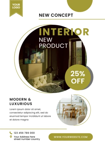Modern Interior Design Template for Promotional Flyer with Luxurious Aesthetic