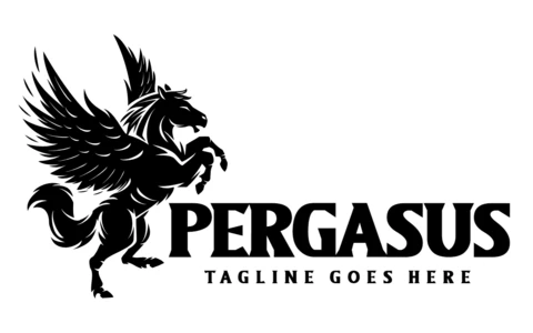Güçlü pegasus logo tasarım şablonu