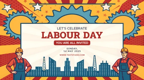 Retro Pop Art Labour Day Celebration Template Design
