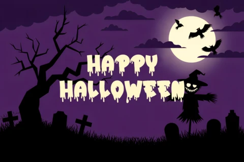 Spooky Halloween Design Template with Scarecrow for Party Invitations