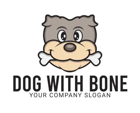 Modelo de design de logotipo de cachorro fofo com osso