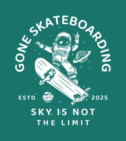 Astronaut reitet Skateboard Vintage T-Shirt Design-Vorlage