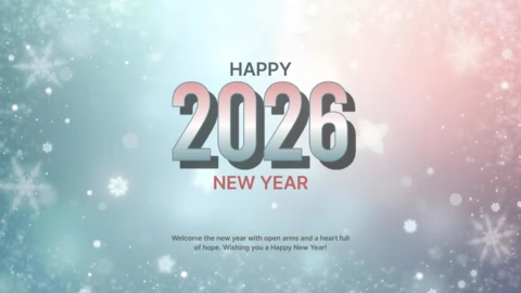 Copo de nieve feliz año nuevo 2026 plantilla de diseño