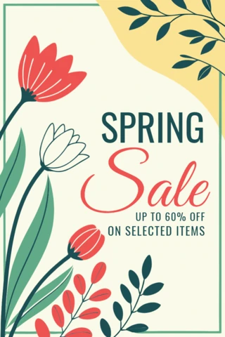 Plantilla de diseño de venta floral de primavera - material gráfico promocional editable para descuentos de temporada