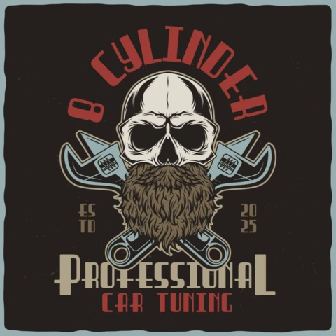 Retro Vintage Skull Car Tuning T-Shirt Design Template