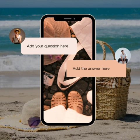 Beach Vacation Q and A Instagram Post Design Template