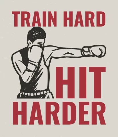 Train Hard Hit Harder With Boxer Vintage T-shirt Design Template