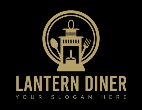 Lantern diner colorful logo design template