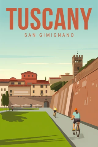 Modèle de design pour affiche de voyage de San Gimignano en Toscane