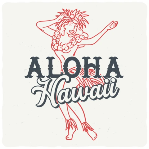 Hawaiian Vahine Girl Dancing T-shirt Design Template