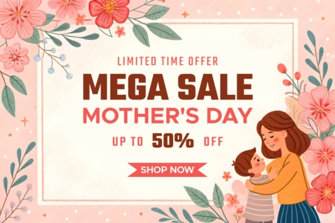 Design de modelo de venda floral para o dia das mães - promoção de mega desconto editável