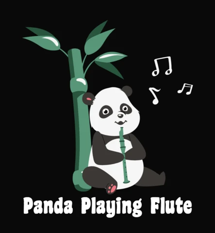 Panda Playing Flute T-Shirt Design Template