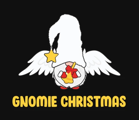 Angel Gnomie Christmas T-Shirt Design Template
