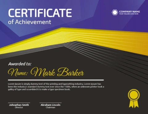 Modelo moderno de design de postagem de certificado de conquista