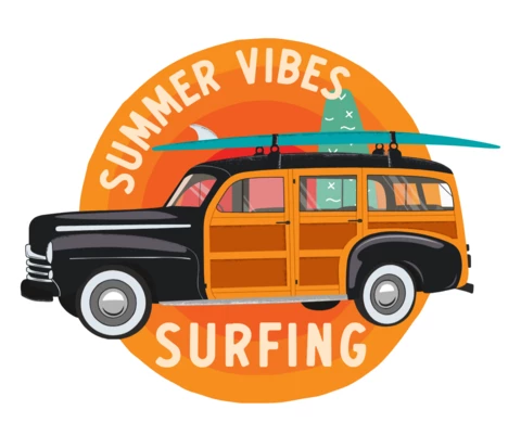 Modèle de badge pour le surf : Summer vibes