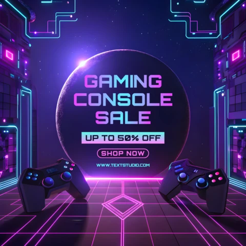 Neon Futuristic Game Room Design for Gaming Special Sale Template