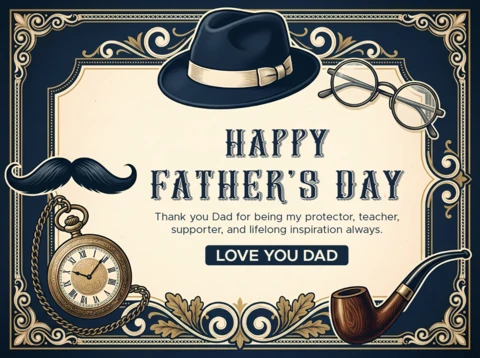 Vintage Father’s Day Greeting Card with Classic Gentleman Accessories