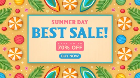 Summer Day Sale Design Template - Vibrant Tropical Style for Eye-Catching Promotions