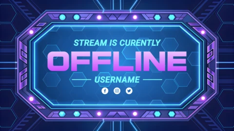 Neon Offline Stream Design Template with Username Display