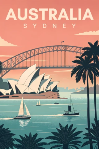 Modèle de design rétro Australie Sydney pour affiches de voyage