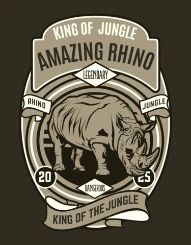 Jungle Amazing Rhinoceros T-Shirt Design Template