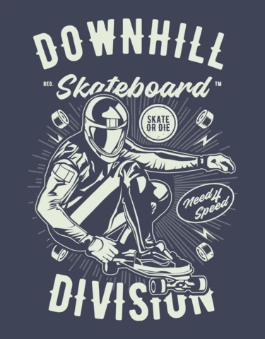 Plantilla de diseño de camiseta de la división de skateboard Downhill