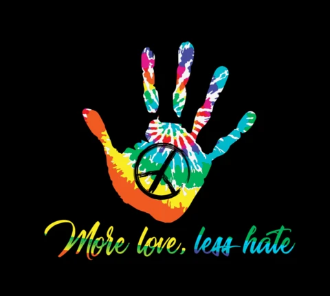 More Love Less Hate Hippie T-shirt Design Template