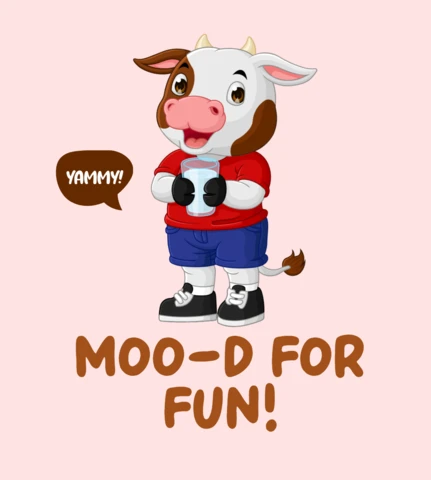 Modello di disegno di una mucca giocosa per un poster divertente e infantile