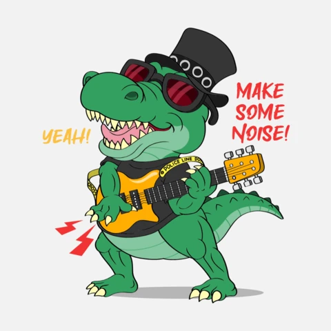 Rockin' Dino Design Template: Make Some Noise! T-Shirt Print
