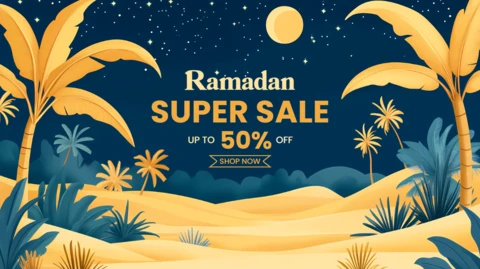 Ramadan Super Sale Template - Vibrant Tropical Banner Design