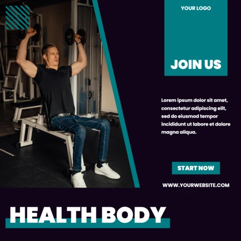Bodybuilder training minimaal instagram post ontwerpsjabloon
