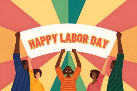 Festive Labor Day Celebration Design Template - Vibrant and Colorful Art Style