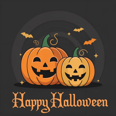 ハロウィンおめでとう!遊び心満載のカボチャデザインのグリーティングカードテンプレート