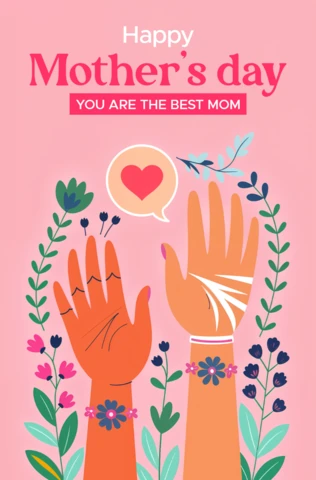 Vibrante plantilla de diseño de tarjeta de felicitación del día de la madre con elementos florales