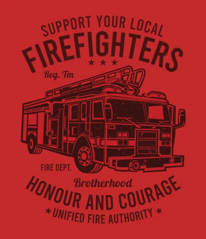 Fire Fighters Truck T-Shirt Design Template