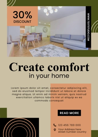 Moderne huiscomfort ontwerpsjabloon voor promotievlieger
