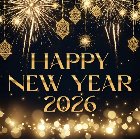 Elegant New Year 2026 Celebration Template with Sparkling Fireworks Design for Greeting Cards