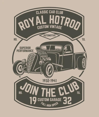 Modèle de t-shirt pour voiture hot rod royale