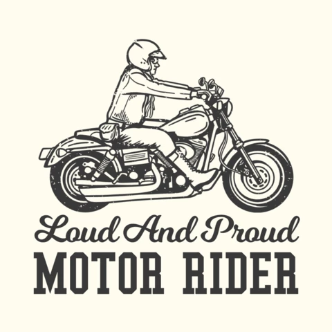 バイクに乗る男性のヴィンテージTシャツデザインテンプレート