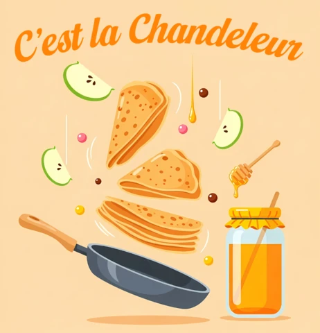 Chandeleur Celebration Design Template with Pancakes and Honey for Festive Posters