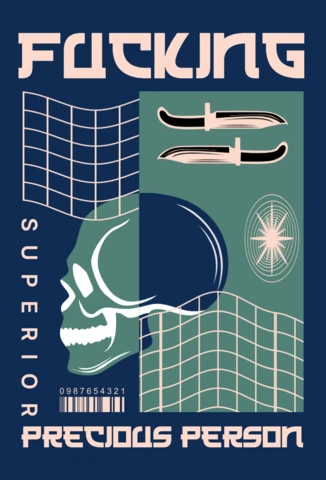 Skull and Knife Graphic Design Template for Apparel